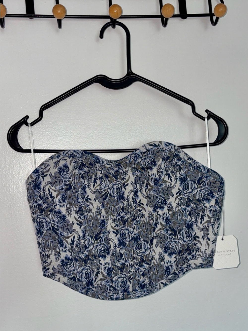 Altar'd State Blue Floral Strapless Bustier